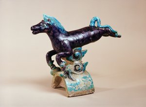 Ridge tile with flying horse design, Ming