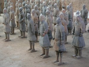 Xian Museum, terracotta warriors from the tomb of Emperor Shi Huangdi by Chinese School