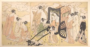 A Cherry-Viewing Excursion by a Noble Lady and Attendants by Chobunsai Eishi