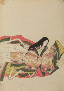Lady of the Court Sitting, Turned to the Right, Plate from Album: Thirty-Six Female Poets by Chobunsai Eishi