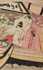 Two Women in a Covered Boat During a Summer Excursion by Chobunsai Eishi