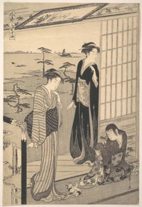 Genji in Exile at Suma, from the series Genji in Fashionable Modern Guise by Chobunsai Eishi