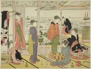 In a Pleasure House in Shinagawa by Chobunsai Eishi