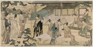 The Matsukaze Chapter of the Tale of Genji (from the series The Tale of Genji in Elegant Modern Dress) by Chobunsai Eishi