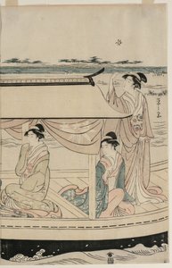 Women in a Pleasure Boat on the Sumida River by Chobunsai Eishi