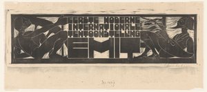 Announcement or Title Head for the First Modern International Exhibition (EMIT) in Scheveningen by Chris Lebeau (signed by artist)