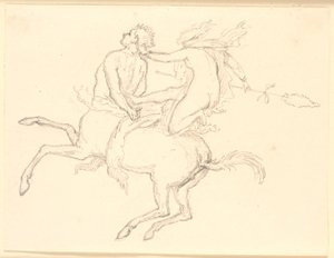 Bacchante Sitting on the Back of a Bound Centaur. Pompeian Motif by Christen Købke