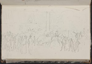 Firefighters, Fire Engine, and Spectators at a Fire by Christen Købke
