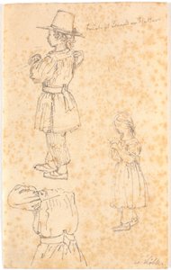 Boy with Pole and Knitting Girl by Christen Købke