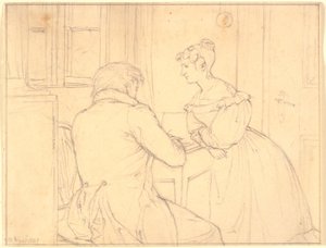 The Painter C.D. Gebauer Drawing for Miss Margrethe Hahn by Christen Købke