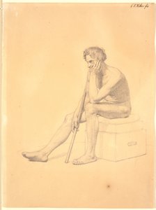 Seated Male Academy Model by Christen Købke