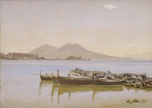 The Gulf of Naples with Vesuvius in the Background by Christen Købke