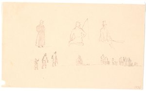 Two Rows of Figure Sketches by Christen Købke
