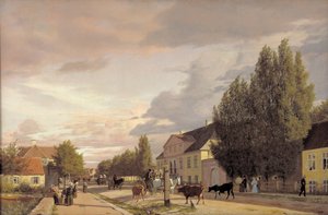 View of a Street in Østerbro outside Copenhagen. Morning Light, 1836