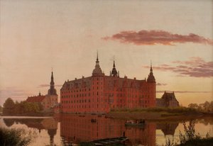 Frederiksborg Palace seen from Jægerbakken, Evening by Christen Schjellerup Kobke