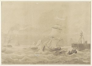 Rough Sea with Sailing Ships by Christiaan Cornelis Kannemans