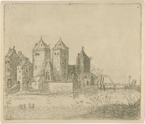 View of a Castle with a Moat by Christiaan Friedrich Ruppe