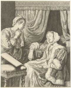 Interior with Two Women, Lady in Faint by Christiaan Josi