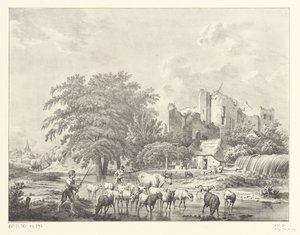 Herd of Cattle by the Ruins of Brederode Castle by Christiaan Josi
