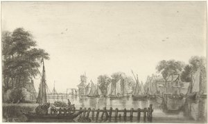 River View with Sailing Ships