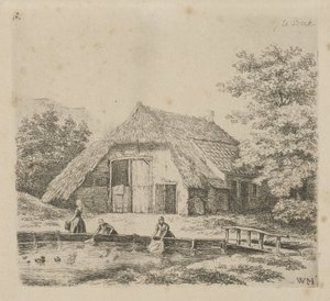 Three Women Doing Laundry in Beek by Christiaan Wilhelmus Moorrees
