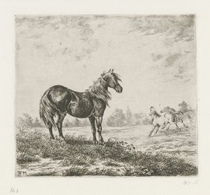 Landscape with Three Horses by Christiaan Wilhelmus Moorrees