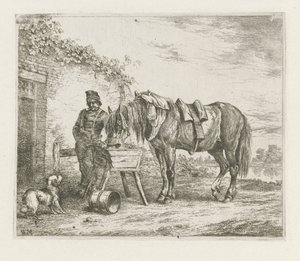 Horse by a Feeding Trough by Christiaan Wilhelmus Moorrees