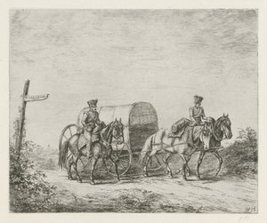 Two Soldiers on Horseback on the Road