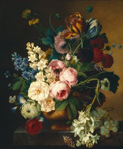 Bouquet of Flowers on a Marble Table