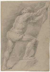 Study of a Naked Man with Raised Leg by Christiaen Gillisz. van Couwenberg (attributed to)