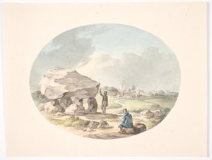 Dolmen Outside a Village with a Church