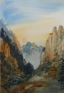 Pink Sun - Yellow Mountains by Christian Furr