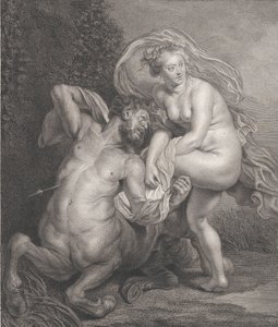 Deianeira receiving the poisoned tunic from Nessus, and the wounded centaur falling by Christian Gottfried Schulze