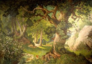 The garden of the magician Klingsor, from the Parzival cycle, Great Music Room, c.1883-84 by Christian Jank