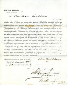 Loyalty oath of Christian Kribben of Missouri, County of St. Louis