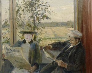 Oda Krohg Reading Verdens Gang by Christian Krohg