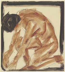 Kneeling Nude to the Left by Christian Rohlfs