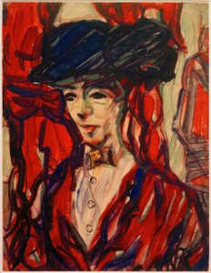 Portrait of a Woman with Hat by Christian Rohlfs