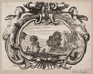 Emblem with Man Teaching a Dog Tricks by Christian Rothgiesser