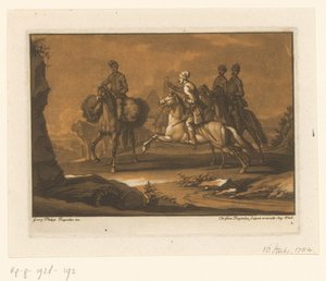 Three Cavalrymen Stopping a Traveler by Christian Rugendas