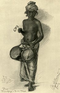 Pina - Drummer Boy in a Buddhist Temple, Kandy, Ceylon, 1898 by Christian Wilhelm Allers