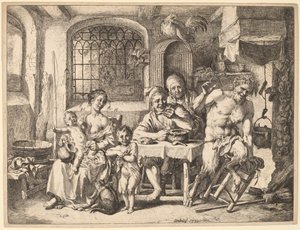 A Satyr Visiting a Peasant Family by Christian Wilhelm Ernst Dietrich