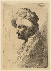 Bust of a Man with Headgear, in Profile to the Left by Christian Wilhelm Ernst Dietrich