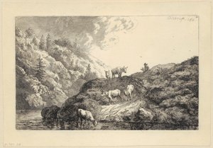 A Herd of Animals at the River [The Oxen Driven to Drink] by Christian Wilhelm Ernst Dietrich