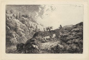 A Herd of Animals at the River [The Oxen Driven to the Watering Place] by Christian Wilhelm Ernst Dietrich