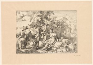 Shepherd with Flock and Four Muses by Christian Wilhelm Ernst Dietrich