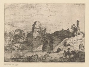 Landscape with the Ruin of a Gate Next to a Dilapidated Bridge by Christian Wilhelm Ernst Dietrich