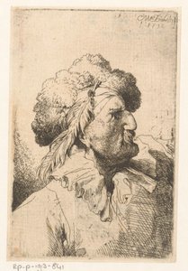 Man with Fur Hat and Feather by Christian Wilhelm Ernst Dietrich
