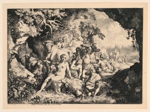 Nymphs Bathing Near a Cave