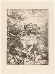 Rocky Landscape with Two Figures Resting on a Stone (Oeuvre of C. G. E. Dietrich) by Christian Wilhelm Ernst Dietrich